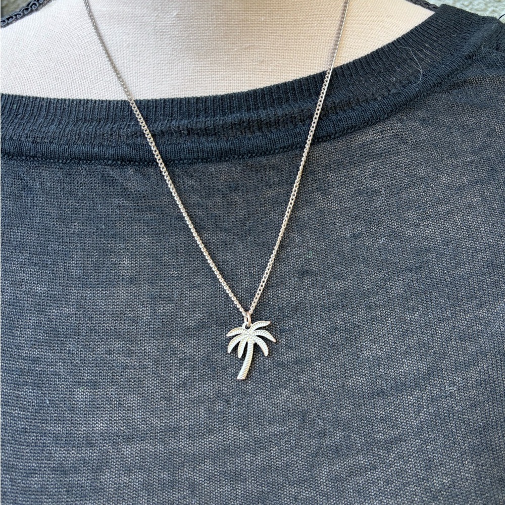 Tropical Silver Palm Tree Necklace